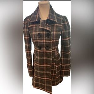 Speechless Women’s Pink/gray Plaid Coat M